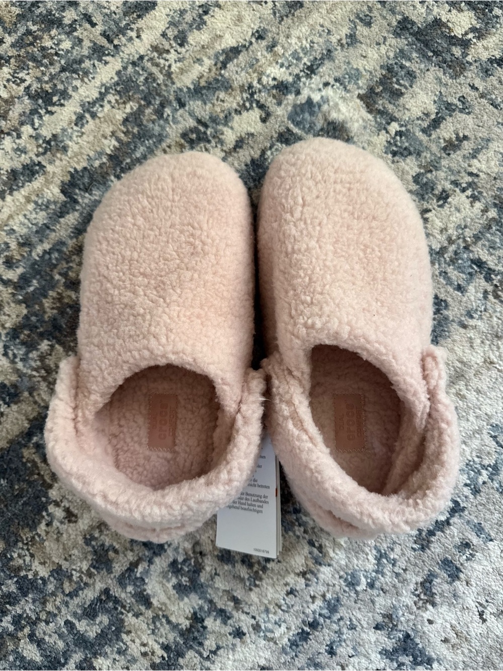 CROCS Fuzzy Slip-On Slippers in Blush Pink